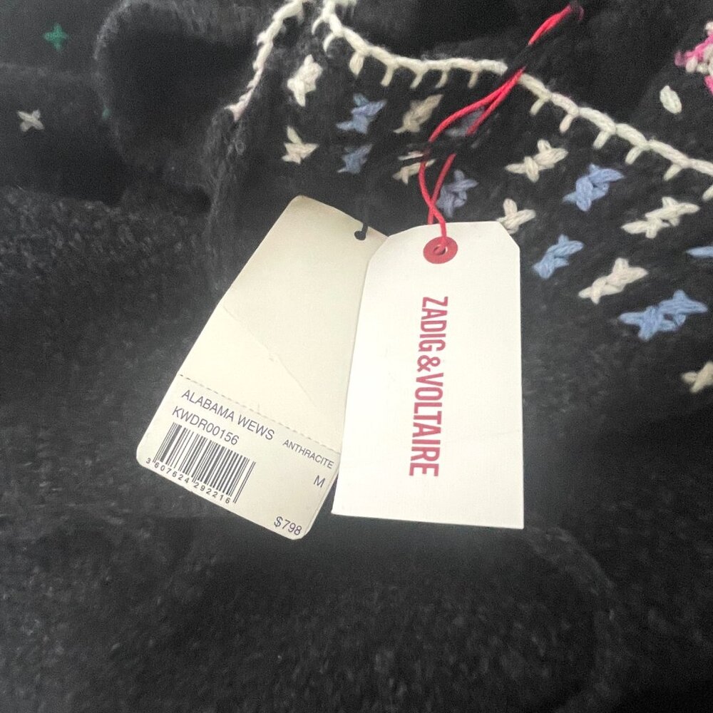 Zadig & Voltaire Alabama Wews Cashmere Wool Black Sweater Dress M - Picture 11 of 14